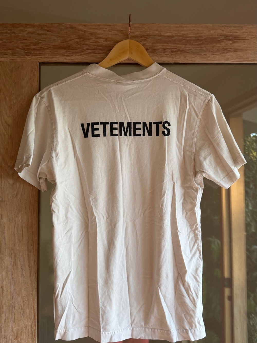 Vetements White Short-Sleeve Logo Tee with Black Print